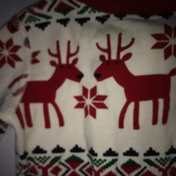 Hanna Andersson One Piece Zip Sleeper Pajama Red White Reindeer Size US 6-9 Mos